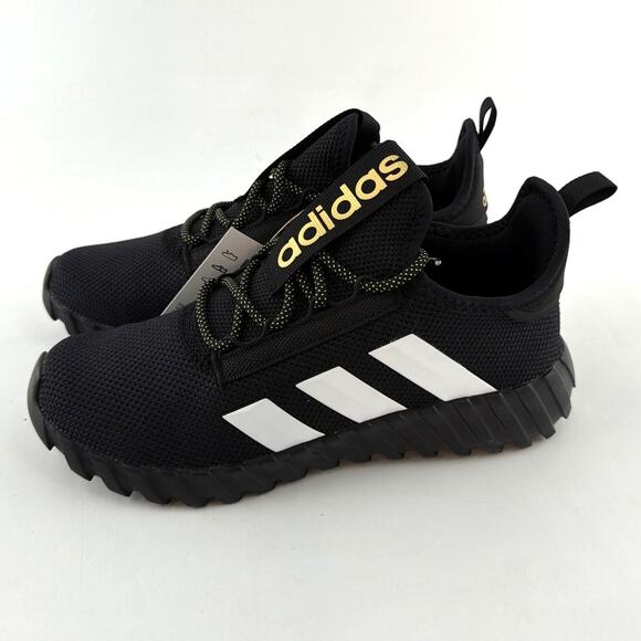 Adidas Kids Unisex Black Gold Metallic Cloud White Kaptir Flow Shoes Size 5.5 - Picture 7 of 13